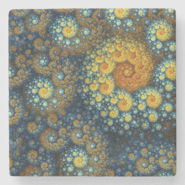 "a.lone"の青くオーガニックな螺線形のフラクタル ストーンコースター