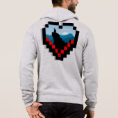 A lone figure sitting on a mountain peak at sunris パーカ (裏面)