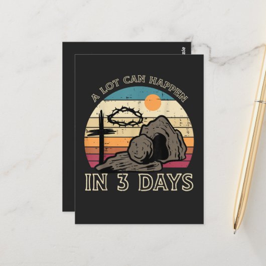 A Lot Can Happen in 3 Days Easter Religious ポストカード (正面/裏面インサイチュ)