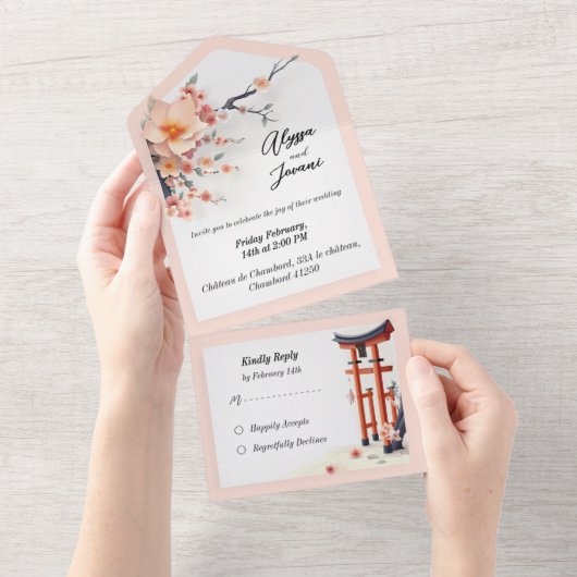 A Love Blossoming Under the Cherry Trees オールインワン招待状 (貼ってはがせる)