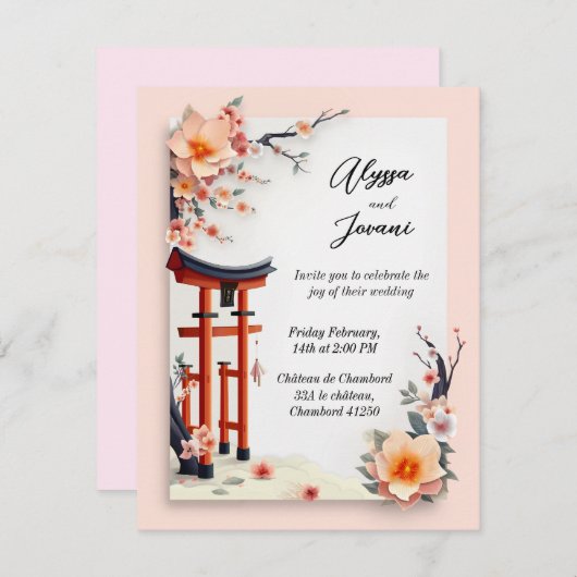 A Love Blossoming Under the Cherry Trees 招待状 (正面/裏面)