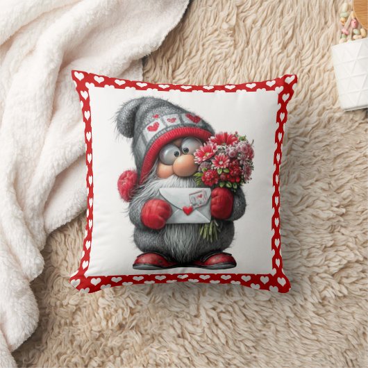 "A Love Note for You" Valentine Gnome クッション (ブランケット)