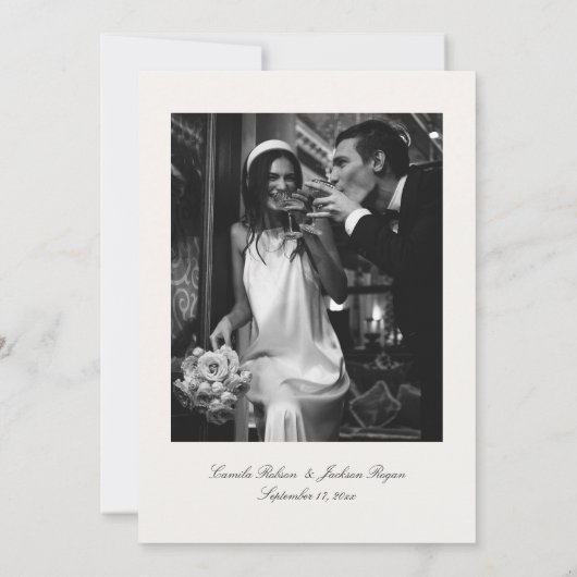 A Love Story Old Money Black and Ivory Wedding 招待状 (裏面)