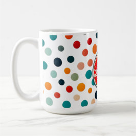 a lOVE themed mug with bright polka  コーヒーマグカップ