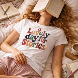 A Lovely Day for Stories Retro Book Lover トライブレンドＴシャツ