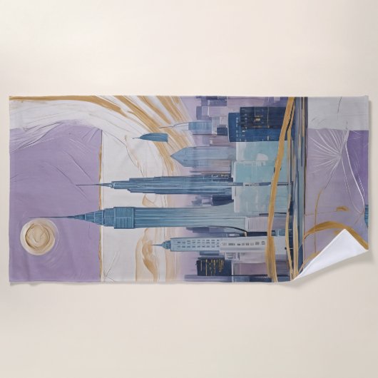 A Lunar Cityscape ビーチタオル (正面)