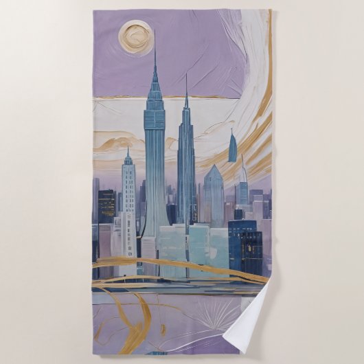 A Lunar Cityscape ビーチタオル (正面)