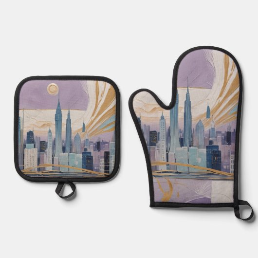 A Lunar Cityscape 鍋つかみ&鍋敷きセット (正面)