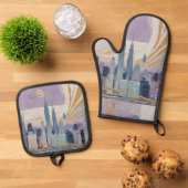 A Lunar Cityscape 鍋つかみ&鍋敷きセット (トップダウン)