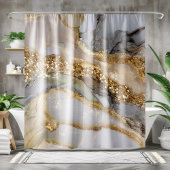 A luxurious gold and white marble background シャワーカーテン