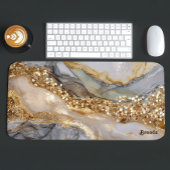 A luxurious gold and white marble background デスクマット