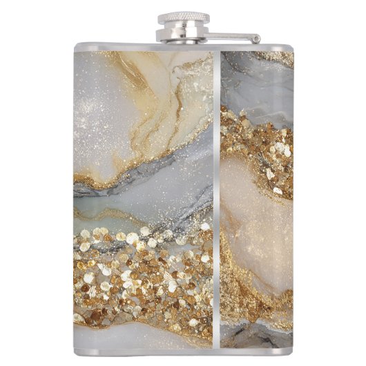 A luxurious gold and white marble background フラスク (裏面)