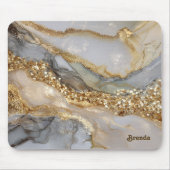 A luxurious gold and white marble background マウスパッド (正面)