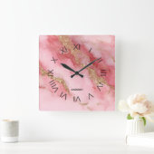 A luxurious pink marble background スクエア壁時計 (ホーム)