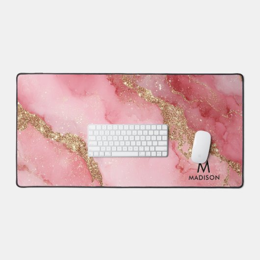 A luxurious pink marble background デスクマット (キーボード&マウス)