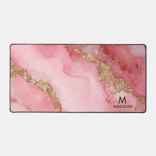 A luxurious pink marble background デスクマット (正面)