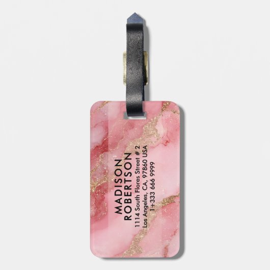 A luxurious pink marble background ラゲッジタグ (裏面縦)