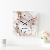 A luxurious rose-gold marble background スクエア壁時計 (ホーム)
