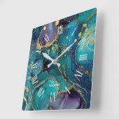 A luxurious rose-gold marble background square wal スクエア壁時計 (傾斜)