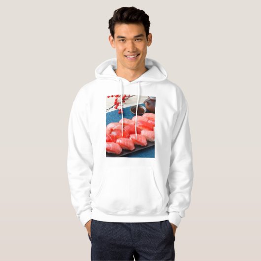A luxurious tuna-inspired hoodie | Red gradation パーカ (正面フル)