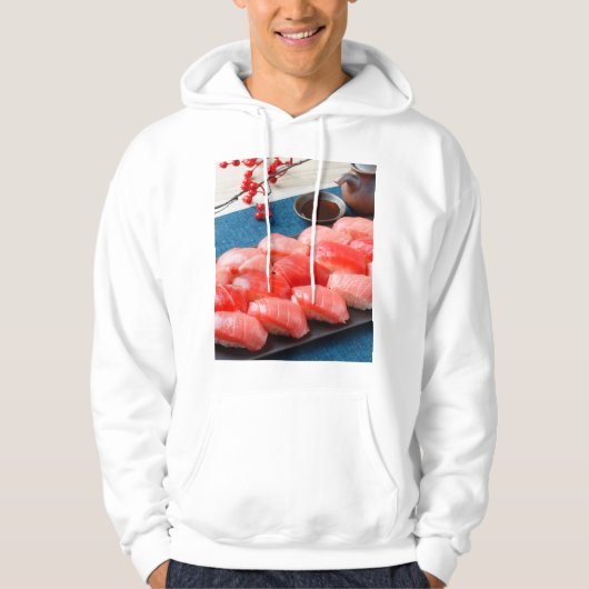 A luxurious tuna-inspired hoodie | Red gradation パーカ (正面)