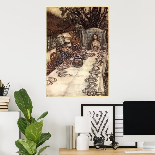 A Mad Tea Party by Arthur Rackham ポスター (ホームオフィス)