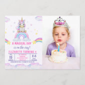 A Magical Day Cute Unicorn Birthday Girl Photo 招待状 (正面)