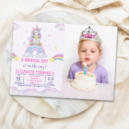 A Magical Day Cute Unicorn Birthday Girl Photo 招待状