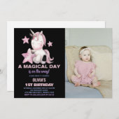 A Magical Day Unicorn誕生日招待状写真 招待状 (正面/裏面)