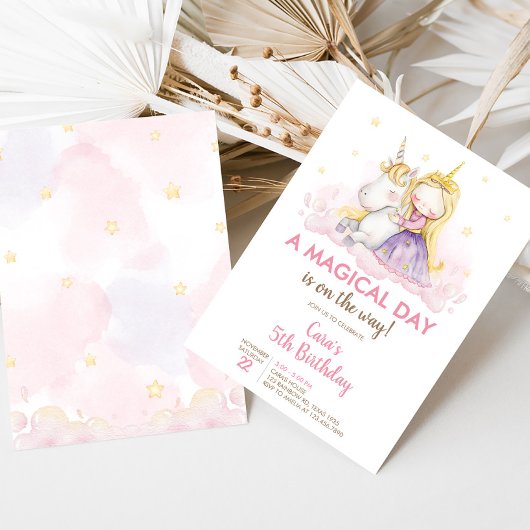 A Magical Day Unicorn Birthday Party  招待状