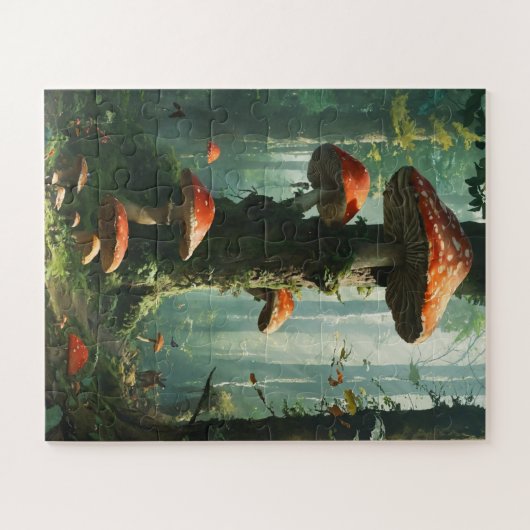 a magical forest, mushrooms, a mystical forest, to ジグソーパズル (横)