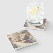 A Magical Winter Wonderland Christmas Train ストーンコースター (横)