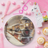 A Magical Winter Wonderland Christmas Train ペーパープレート (パーティー)