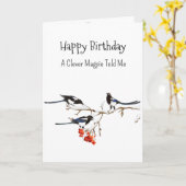 A Magpie Personality Birthday Fun Bird カード (黄色い花)