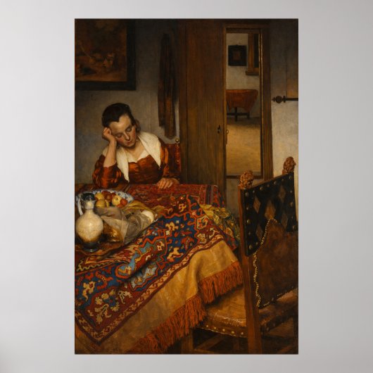 A maid asleep by Johannes Vermeer  ポスター (正面)