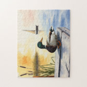 A Mallard rests on the dock ジグソーパズル (縦)