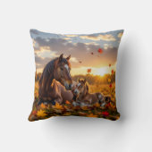 A Mama Horse and her Foal in Autumn クッション (裏面)
