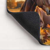 A Mama Horse and her Foal in Autumn マウスパッド (コーナー)