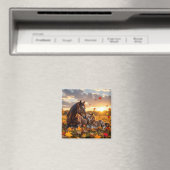 A Mama Horse and her Foal in Autumn マグネット (インサイチュ (食洗機))