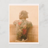 "A Man with Tattoo” 刺青の男性　日本　人物　入れ墨　タトゥー　ヴィンテージ写真 ポストカード (正面)