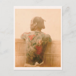 "A Man with Tattoo” 刺青の男性　日本　人物　入れ墨　タトゥー　ヴィンテージ写真 ポストカード