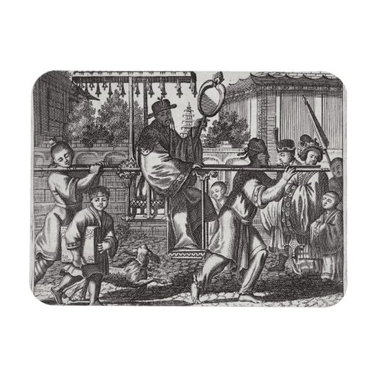 A Mandarin in a Sedan Chair, a dのイラストレーション マグネット (横)