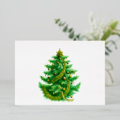 A Mandelbrot Christas Tree With Red & Green Bulbs 箔招待状 (立ち正面)