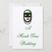 「A Mardi Gras'結婚s」ビーズマスク – 黒/緑/P 招待状 (正面)