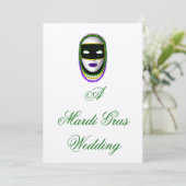 「A Mardi Gras'結婚s」ビーズマスク – 黒/緑/P 招待状 (スタンド正面)
