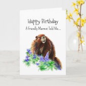 A Marmot Groundhog Personality Birthday Fun Animal カード (黄色い花)