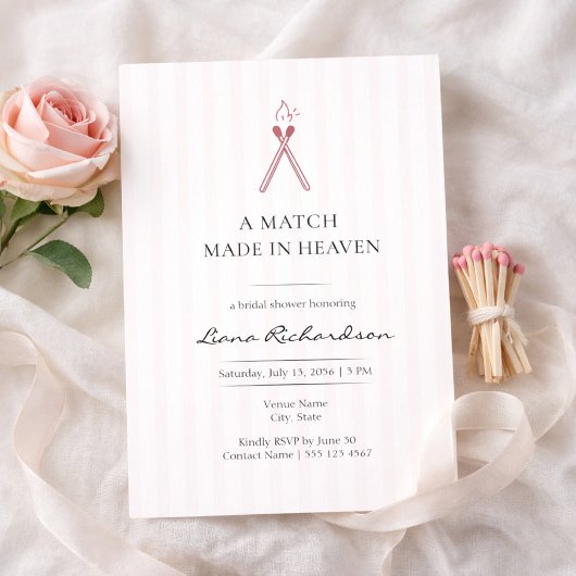 A Match Made in Heaven Elegant Bridal Shower 招待状