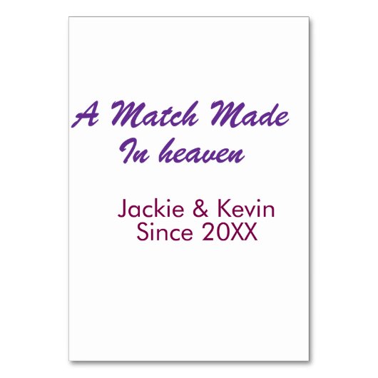 A match made in heaven purple mauve since year nam テーブルナンバー (正面)