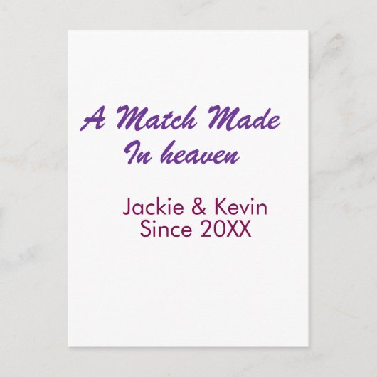 A match made in heaven purple mauve since year nam ポストカード (正面)
