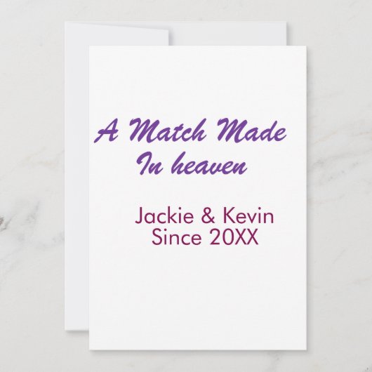 A match made in heaven purple mauve since year nam 招待状 (正面)